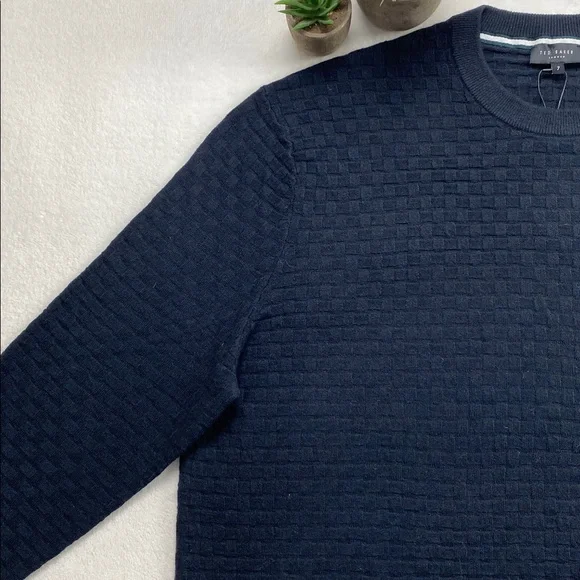 Ted Baker London Lentic Long Sleeve Textured Crewneck Pullover Jumper Sweater